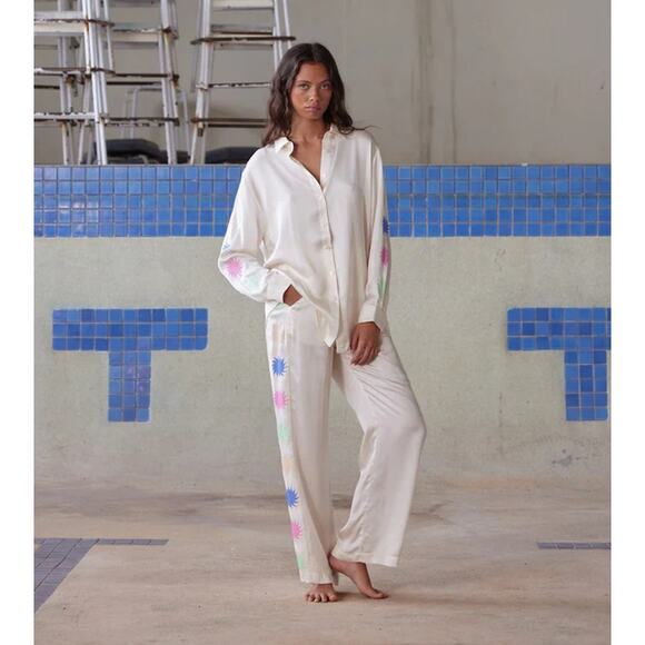 NWT Women's Pippa Moxy Pant in Ecru Sun Motif Sz Medium